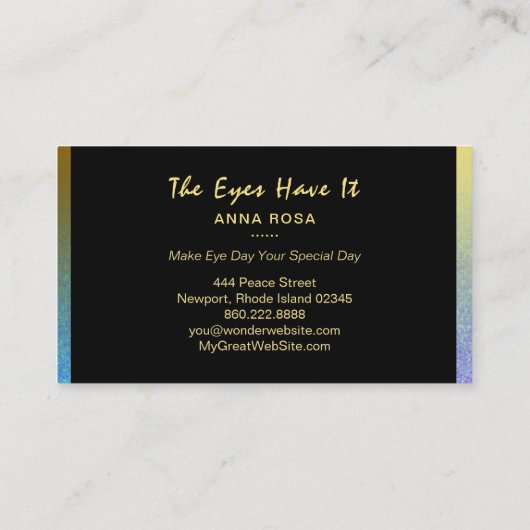 *~* Girly Gold PAARSE BLUE Lashes Extensions Brows Visitekaartje (Achterkant)