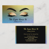 *~* Girly Gold PAARSE BLUE Lashes Extensions Brows Visitekaartje (Voorkant / Achterkant)