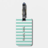 Girly Gold Pineapple Mint White Stripes Bagagelabel (Achterkant verticaal)