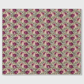 Girly Gold Pink Floral Leopard Print Cadeaupapier (Vlak)