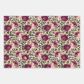 Girly Gold Pink Floral Leopard Print Inpakpapier Vel (Voorkant 3)