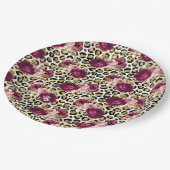 Girly Gold Pink Floral Leopard Print Papieren Bordje (Gekanteld)