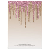 Girly Gold Pink Glitter Monogram Naam Klembord (Achterkant)