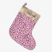 Girly Gold Pink Glitz Leopard Print Grote Kerstsok (Voorkant (Hangend))