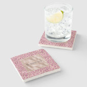 Girly Gold Pink Leopard Print Glitz op maat Stenen Onderzetter (Zijkant)