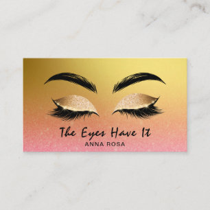 *~* Girly Gold Pink Peach Lashes Extensions Brows Visitekaartje