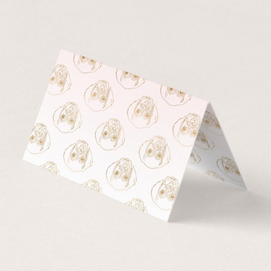 Girly Gold Puppy Dog White roze gradiëntpatroon Visitekaartje (Achterkant)