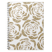 Girly Gold Roos Pattern Custom Spiral Notebook Notitieboek (Voorkant)