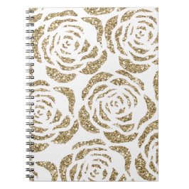 Girly Gold Roos Pattern Custom Spiral Notebook Notitieboek