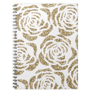 Girly Gold Roos Pattern Custom Spiral Notebook Notitieboek