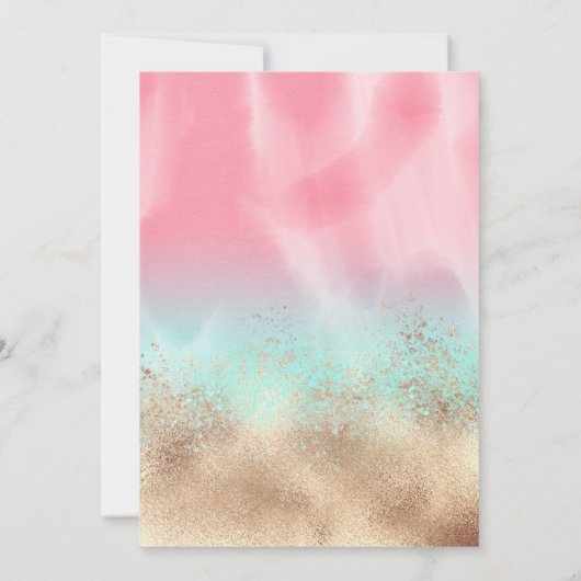 Girly Gold Roze Blauwgroen Waterverf Gradient Swee Kaart (Achterkant)