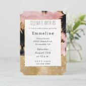 Girly Gold Sparkle Roze Zwart Koeienhuid Kaart (Staand voorkant)