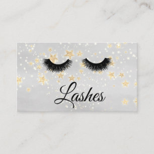 *~* Girly Gold Stars Lashes Extensions Glitter Visitekaartje