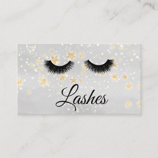 ** Girly Gold Stars Lashes Extensions Glitter Visitekaartje (Voorkant)