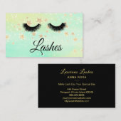 *~* Girly Gold Stars Lashes Extensions Glitter Visitekaartje (Voorkant / Achterkant)