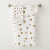 Girly Gold Stippen Confetti White Design Bad Handdoek (Insitu)