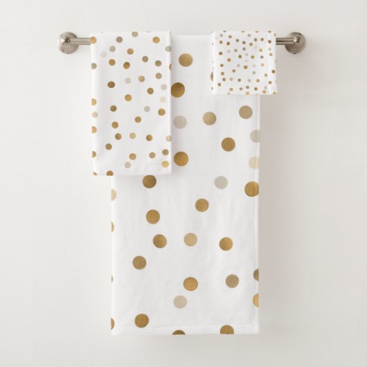 Girly Gold Stippen Confetti White Design Bad Handdoek (Insitu)