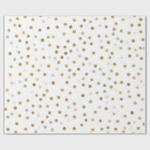 Girly Gold Stippen Confetti White Design Cadeaupapier (Vlak)
