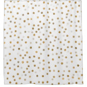 Girly Gold Stippen Confetti White Design Douchegordijn (Voorkant)