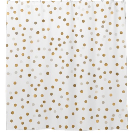 Girly Gold Stippen Confetti White Design Douchegordijn (Voorkant)