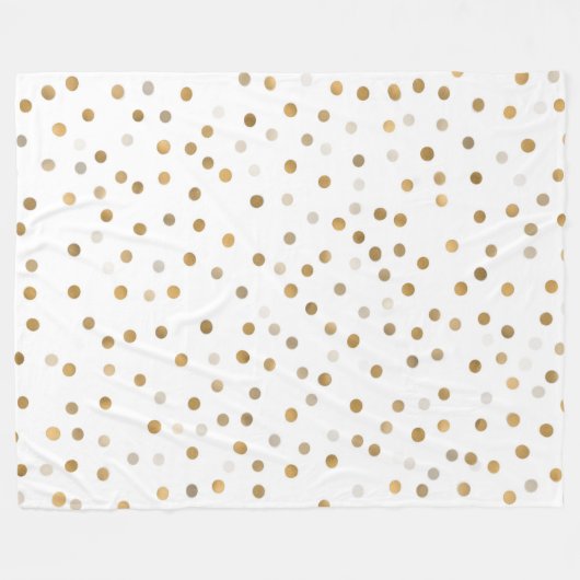 Girly Gold Stippen Confetti White Design Fleece Deken (Voorkant (Horizontaal))
