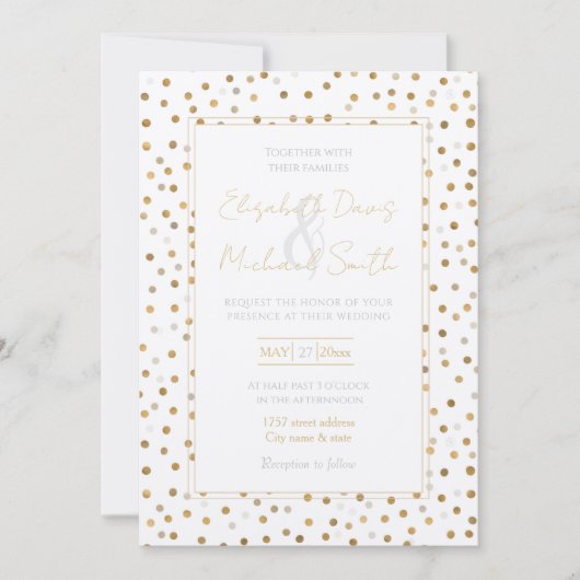Girly Gold Stippen Confetti White Design Kaart (Voorkant)