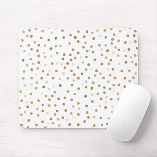 Girly Gold Stippen Confetti White Design Muismat (Met muis)
