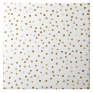 Girly Gold Stippen Confetti White Design Tegeltje