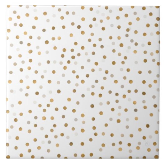 Girly Gold Stippen Confetti White Design Tegeltje (Voorkant)
