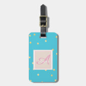 Girly Gold Stippen Monogram-gepersonaliseerd Bagagelabel (Voorkant verticaal)