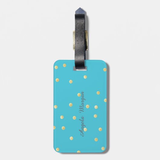 Girly Gold Stippen Monogram-gepersonaliseerd Bagagelabel (Achterkant verticaal)