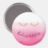 Girly Gold Wimpers roze ombre Magneet (Voorkant / Achterkant)
