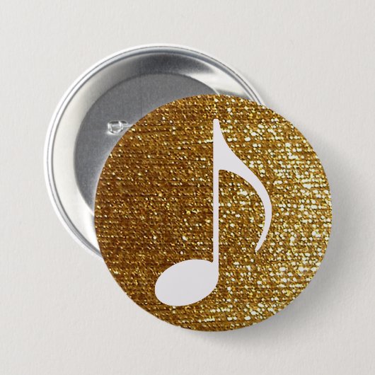 girly golden musical note ronde button 7,6 cm (Voorkant /achterkant)