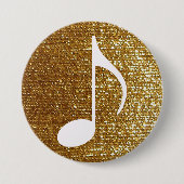 girly golden musical note ronde button 7,6 cm (Voorkant)