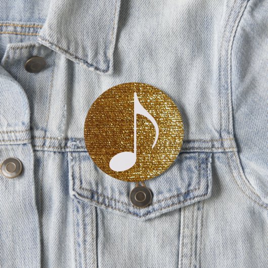 girly golden musical note ronde button 7,6 cm (In situ)