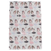 Girly Golden Pink Blue Waterverf Ballerina's Medium Cadeauzakje (Achterkant)