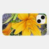Girly Golden Yellow Daylily Flower and Bud Artwork Case-Mate iPhone Case (Achterkant (horizontaal))