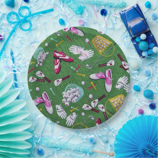 Girly Golf Pattern Paper Borden Papieren Bordje (Feest)