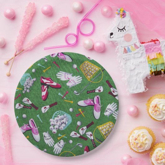 Girly Golf Pattern Paper Borden Papieren Bordje (Feest)