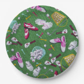 Girly Golf Pattern Paper Borden Papieren Bordje (Voorkant)