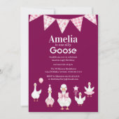 Girly Goose Birthday Party Invitation Kaart (Voorkant)
