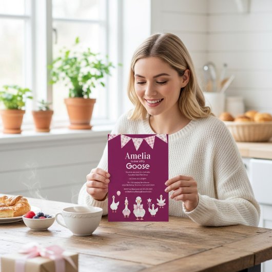 Girly Goose Birthday Party Invitation Kaart