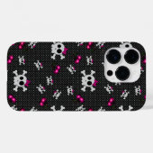 Girly Gothic Skulls met Roze Bogen Case-Mate iPhone Case (Achterkant (horizontaal))