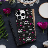 Girly Gothic Skulls met Roze Bogen Case-Mate iPhone Case