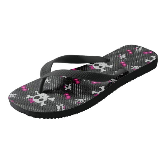 Girly Gothic Skulls Teenslippers (Schuin)