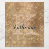 Girly Goud Glam Diamant Sparkle Chique Monogram Na Wijn Etiket (Enkel label)