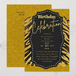Girly Goud Glitter Dierenprint Verjaardag ELKE Lee Kaart