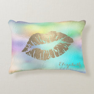 Girly Goud Glitter Lippen Holografisch Iriserend Accent Kussen
