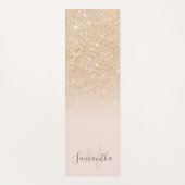 Girly goud glitter ombre roze monogrammed yogamat (Voorkant)