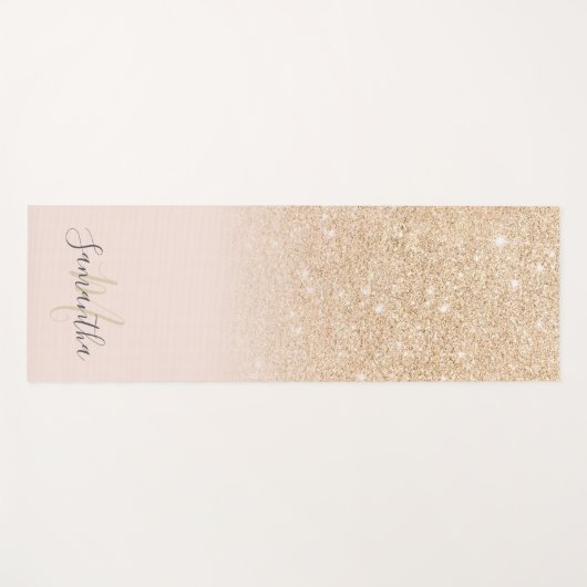 Girly goud glitter ombre roze monogrammed yogamat (Voorkant (horizontaal))